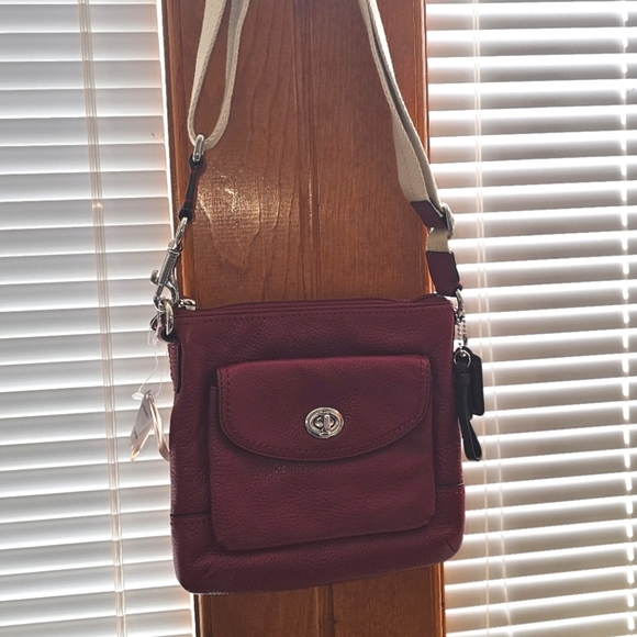 Handbags - New Coach Red Leather Swing Back Crossbody NWT